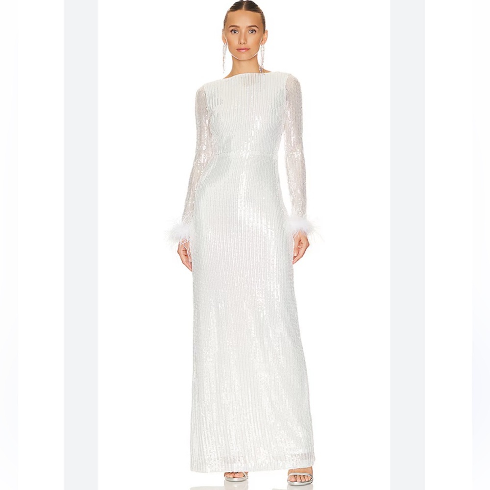 Camila Coelho White Sequin Gown